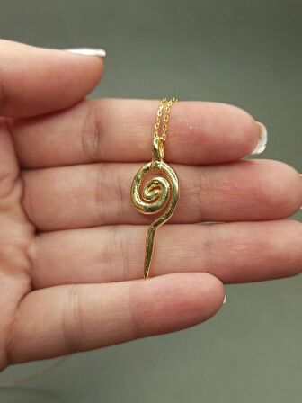 925 Ayar Gümüş Spiral Kolye ,El Yapımı Mitolojik Kolye ,Minimalist ve Bohem Tarz Takı ,Anneler Günü Hediyesi