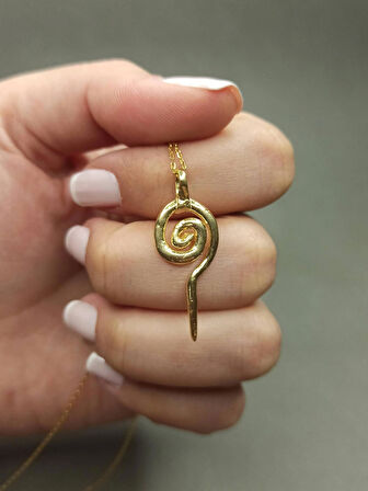 925 Ayar Gümüş Spiral Kolye ,El Yapımı Mitolojik Kolye ,Minimalist ve Bohem Tarz Takı ,Anneler Günü Hediyesi