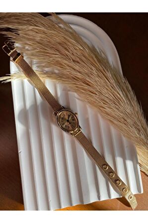 BS STILL hasır kordon minimal kadın kol saati modern gold renk vintage quartz (çok küçük modeldir)