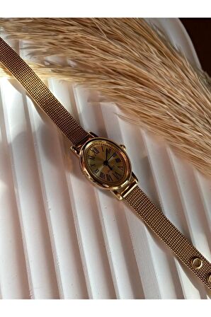 BS STILL hasır kordon minimal kadın kol saati modern gold renk vintage quartz (çok küçük modeldir)