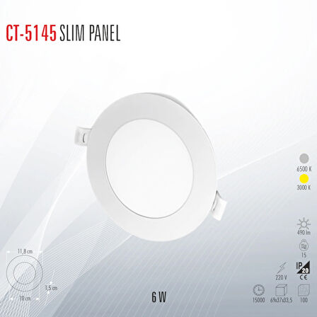 CATA CT-5145 SLİM LED PANEL GÜN IŞIĞI (5 ADET)