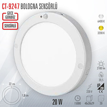 CATA CT-9247 BOLOGNA SENSÖRLÜ BEYAZ IŞIK