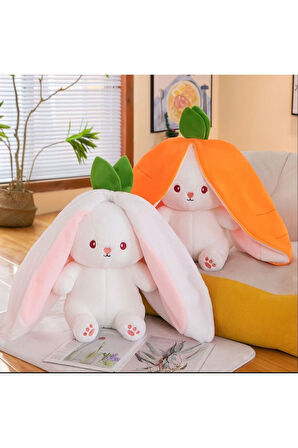 Peluş Havuç Tavşan Çantalı 50 cm Sevimli Havuç Tavşan Hediyelik 