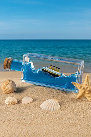 Dekoratif Şişe İçinde Batmayan Gemi  Titanic ve Buzdağı Maketi - Sevgiliye Hediye Ofis & Ev Aksesuar