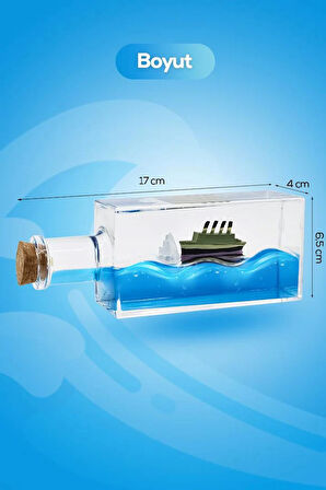 Dekoratif Şişe İçinde Batmayan Gemi  Titanic ve Buzdağı Maketi - Sevgiliye Hediye Ofis & Ev Aksesuar