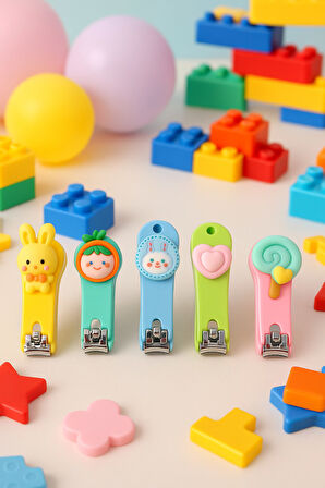 6 Adet Sevimli Çocuk Tırnak Makası Seti – Renkli ve Güvenli Karakterli Tırnak Çakısı