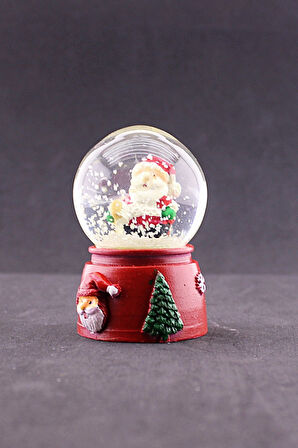 Yeni Yıl Noel Baba Temalı Mini Boy Işıklı Kar Küresi 6,5 cm A