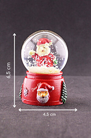 Yeni Yıl Noel Baba Temalı Mini Boy Işıklı Kar Küresi 6,5 cm A