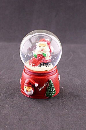 Yeni Yıl Noel Baba Temalı Mini Boy Işıklı Kar Küresi 6,5 cm A