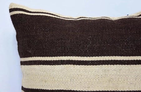 Kahverengi Çizgili Dokuma Kırlent Kılıfı 40cm