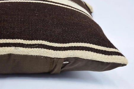 Kahverengi Çizgili Dokuma Kırlent Kılıfı 40cm