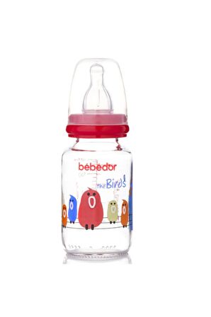 30302 Desenli Cam Biberon 125 Ml Pembe Fil Desenli