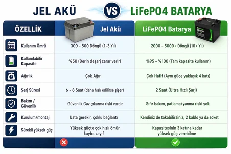 VSM Uyumlu LiFePO4 Smart Bluetooth'lu Batarya (Daha Uzun Menzil, Stabil güç, 10 yıl ömür) +Aktif Balans Özellikli