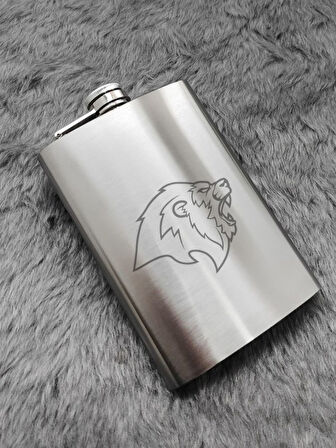 Aslan Temalı 9 Oz Paslanmaz Çelik Cep Matarası 266 Ml İçecek Cep Matarası
