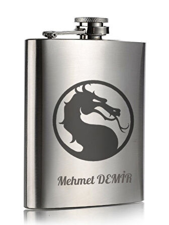 Kişiye Özel Ejderha Temalı Hediye 9 Oz Çelik Cep Matarası 266 Ml İçecek Cep  Matarası