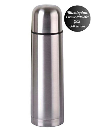 500 ml Çift Katmanlı SUS 304 Çelik İnox Termos Süt-Mama-Kamp-Piknik Termosu 12 Saate Kadar Sıcak Soğ