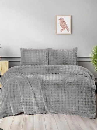Merinos Diamond Kürk Bubble Desen Comforter Set, Çift Kişilik Yorgan Seti (220x240)