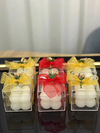 Söz Nişan Nikah Sünnet Hediyesi Dekoratif Mika Kutuda Tasarım Bubble Mum