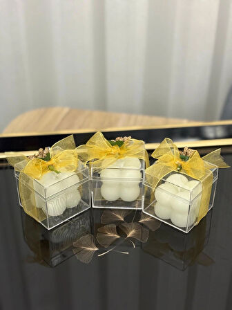 Söz Nişan Nikah Sünnet Hediyesi Dekoratif Mika Kutuda Tasarım Bubble Mum