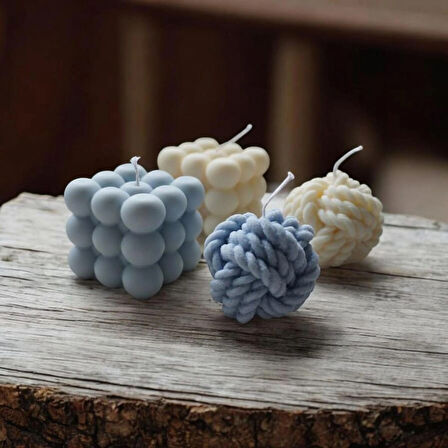 Pinterest 2li Bubble ve 2'li Mini Yumak Kokulu Mum Seti