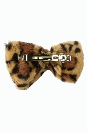 Leopar Desenli Fiyong Tüylü Otomatik Toka 14 cm