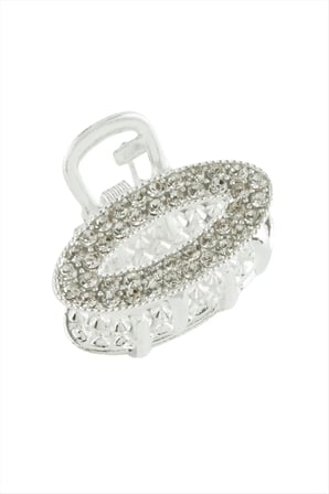 Oval Taşlı Minik Metal Mandal Toka 2 cm