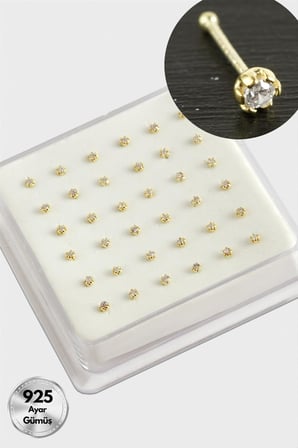 2 mm Zirkon Tek Taşlı Gümüş Hızma 36 Adet