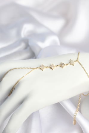 Gold Renk Zirkon Taşlı Sıralı Kutup Yıldızı Model Şahmeran