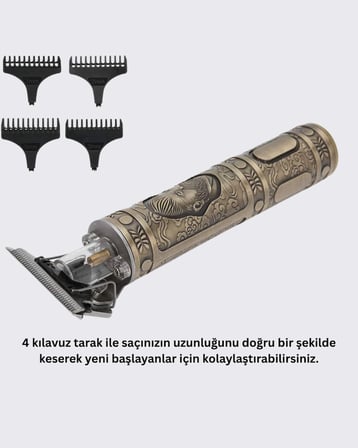 Güçlü Motorlu,  Kılavuz Taraklı Kompakt Saç Kesme Makinesi – Uzun Pil Ömürlü