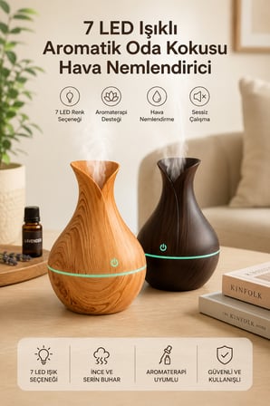 Hava Nemlendirici Ultrasonik Buhar Teknolojili Aromatik Difüzörü