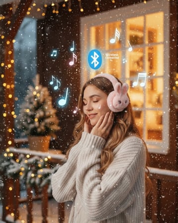 Şarjlı Kablosuz Tavşan Tasarımlı Bluetooth Kulaklık TF Kart Girişli