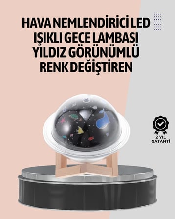 Gece lambası özellikli taşınabilir nemlendirici ve aromaterapi cihazı USB girişli