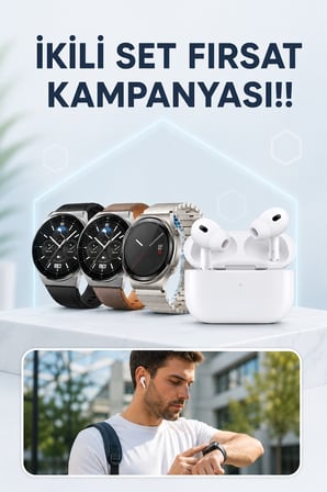 Aynalı Bluetooth Kulaklık Yeni Nesil Akıllı Saat Titreşimli Nabız Ölçer Spor Modları