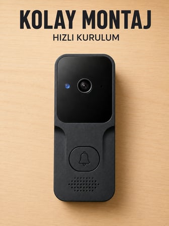 Akıllı Görüntülü Kapı Zili HD Kamera, Hareket Bildirimi ve Kablosuz Kurulum