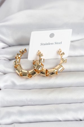 L Çelik Gold Renk Spiral Halka Kadın Küpe