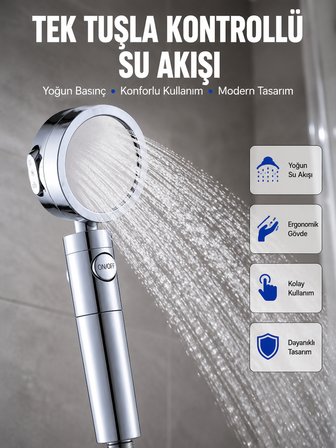 Masaj ve Yağmur Modlu Su Tasarruflu Duş Başlığı