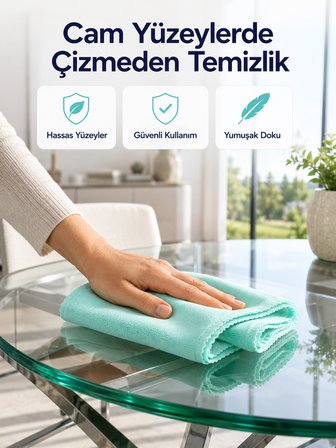 Mikrofiber Cam Bezi Çizmeden Temizlik Sağlayan Yüksek Su Emici Cam Silme Bezi 40x60 cm
