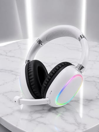 Beyaz Kablosuz Bluetooth Kulaklık Mikrofonlu Ergonomik Kulak Üstü Tasarım