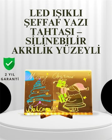 Dekoratif LED Yazı Tahtası – Silinebilir, Neon Kalemli, Planlama ve Hatırlatma İçin İdeal