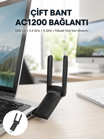 USB WiFi Adaptör – 1200 Mbps Hız