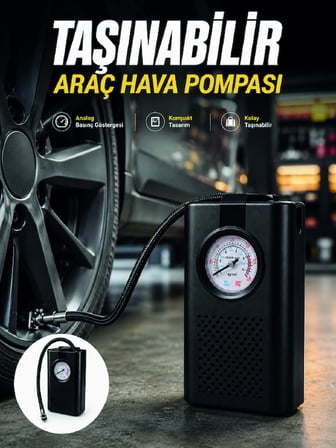 Otomobil Bisiklet ve Motosiklet İçin Taşınabilir Lastik Hava Pompası