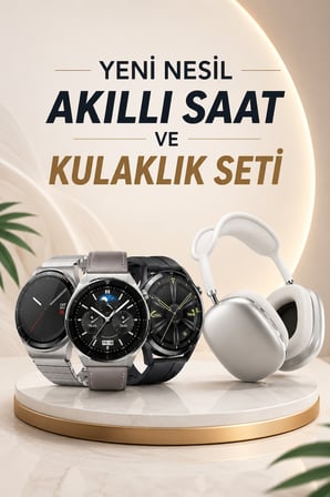 Toptanbulurum Akıllı Saat ve Kulaklık Seti Bluetooth 5.2 Kalp Ritmi Nabız Ölçer GPS Sesli Görüşme Dokunmatik Ekran Su Geçirmez Titreşimli Android iOS Uyumlu