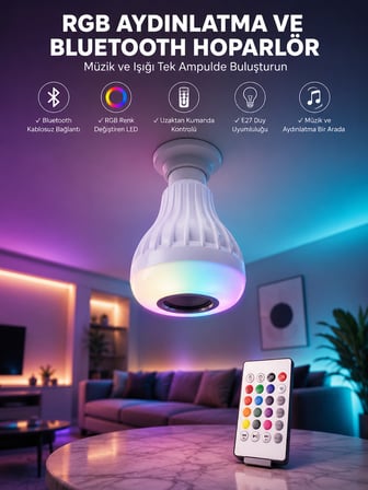 Kablosuz Bluetooth Hoparlör Led Lamba