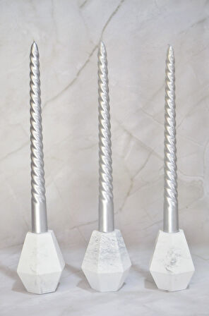 Burgulu Şamdan Mumu Üçlü Mum 22 mm çap 250 mm Boy  7 Saat Kullanım Süreli