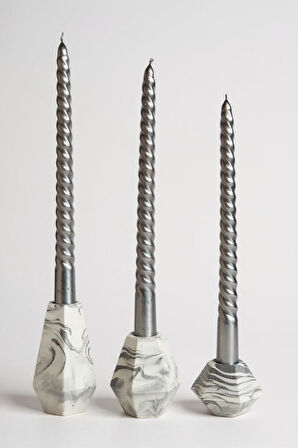 Burgulu Şamdan Mumu Üçlü Mum 22 mm çap 250 mm Boy  7 Saat Kullanım Süreli