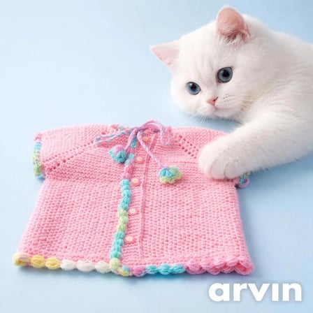 BuSaKo Baby TA-002 El Örgüsü Bebek Yelek/Pembe Yelek