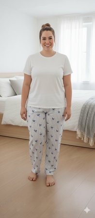 ŞERİCE Kadın Büyük Beden Pamuklu İnce Nefes Alan Kumaş Pijama Altı (XL dan 3XL bedene kadar uyumludur)