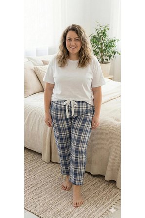  Kadın Büyük Beden Pamuklu İnce Nefes Alan Kumaş Pijama Altı (XL dan 3XL bedene kadar uyumludur)