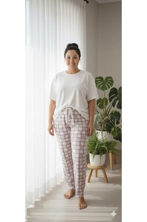  Kadın Büyük Beden Pamuklu İnce Nefes Alan Kumaş Pijama Altı (XL dan 3XL bedene kadar uyumludur)
