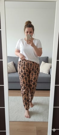  Kadın Büyük Beden Pamuklu İnce Nefes Alan Kumaş Pijama Altı (XL dan 3XL bedene kadar uyumludur)